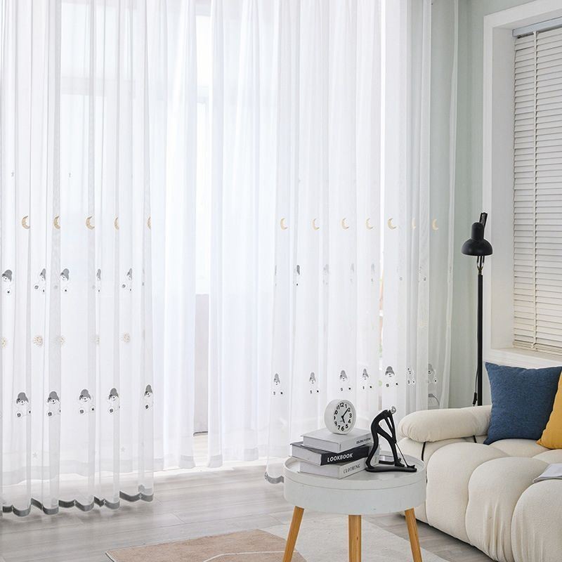 Cartoon Geborduurd Tule Gordijn Op Maat Gemaakt Gordijn Mooi Patroon Transparante Raamdecoratie