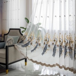 Pauw Borduurwerk Tule Gordijn Op Maat Gemaakt Gordijn Europees Luxe Transparante Voile Woonkamer