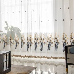Pauw Borduurwerk Tule Gordijn Op Maat Gemaakt Gordijn Europees Luxe Transparante Voile Woonkamer