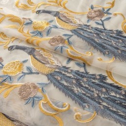 Pauw Borduurwerk Tule Gordijn Op Maat Gemaakt Gordijn Europees Luxe Transparante Voile Woonkamer