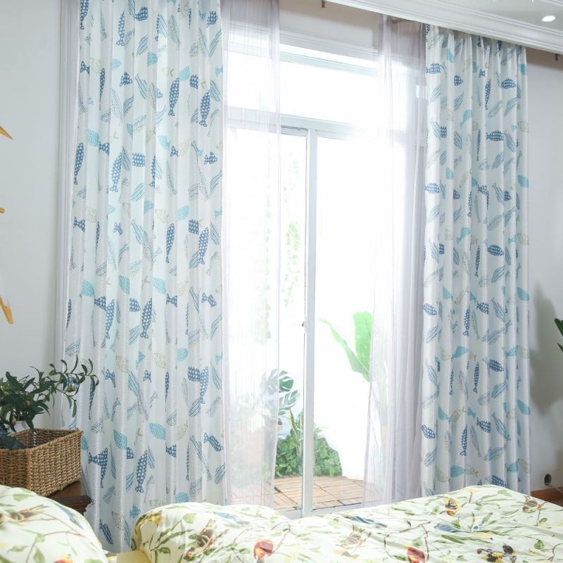Semi-Verduisteringsgordijn Op Maat Gemaakt Gordijn Met Visprint Kinderkamer Woonkamer