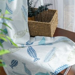 Semi-Verduisteringsgordijn Op Maat Gemaakt Gordijn Met Visprint Kinderkamer Woonkamer