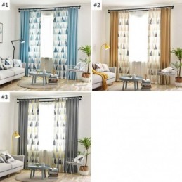 Nordic Semi-Verduisteringsgordijn Op Maat Gemaakt Gordijn Driehoek Bedrukt Woonkamer