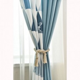 Nordic Semi-Verduisteringsgordijn Op Maat Gemaakt Gordijn Driehoek Bedrukt Woonkamer