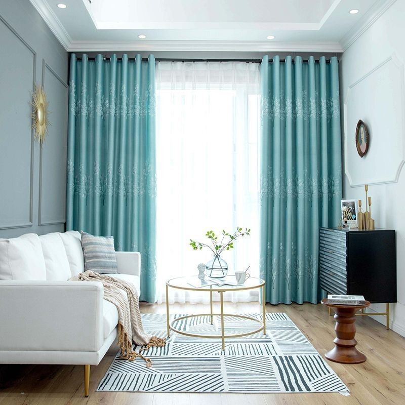 Gordijnen Met Boompatroon In Scandinavische Stijl, Satijnen Jacquard, Woonkamer/Slaapkamer