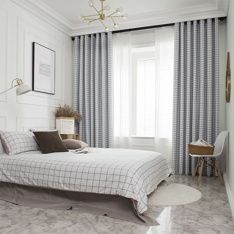 Geruite Verduisteringsgordijn Op Maat Gemaakt Gordijn Met Geometrische Ruit Voor Slaapkamer En Woonkamer