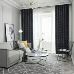 Geruite Verduisteringsgordijn Op Maat Gemaakt Gordijn Met Geometrische Ruit Voor Slaapkamer En Woonkamer