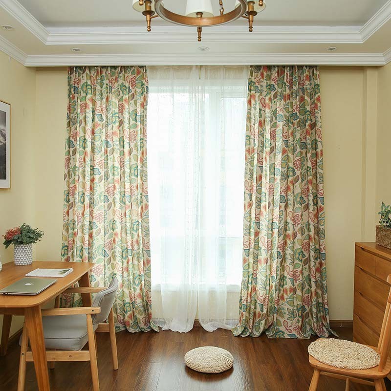 Amerikaans Retro Gordijn Op Maat Gemaakt Gordijn Abstract Bloemenprint Slaapkamer Woonkamer Semi Verduisterende Stof