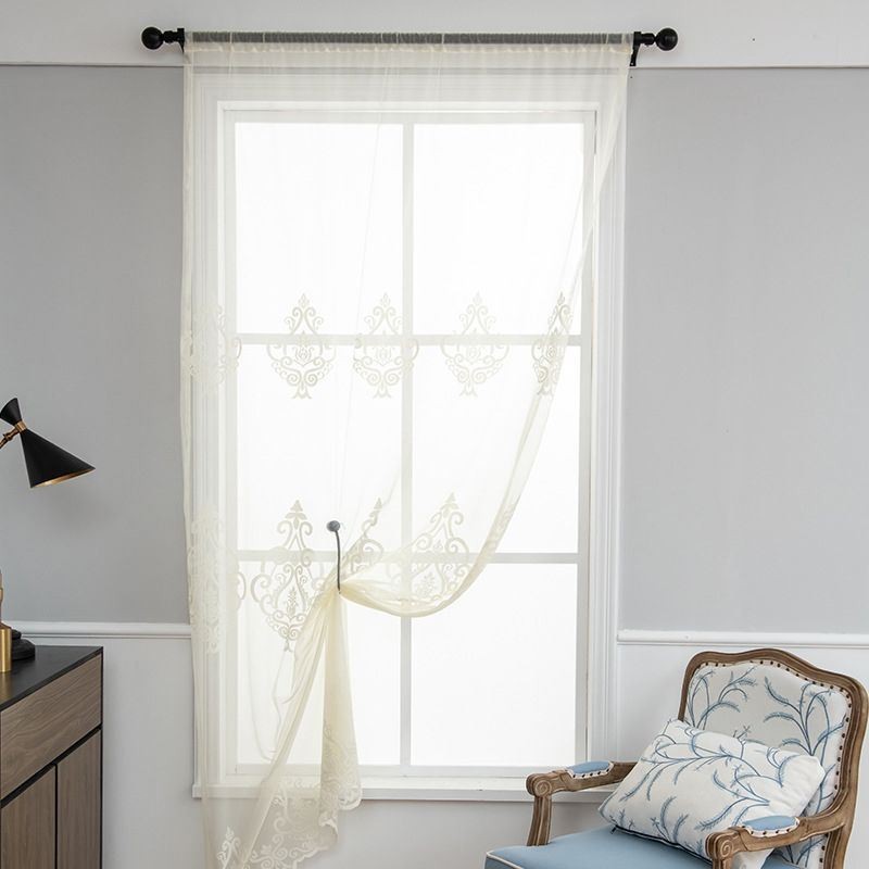 Europese Geborduurde Transparante Gordijnen, Transparante Voile Raamdecoratie Voor De Woonkamer