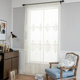 Europese Geborduurde Transparante Gordijnen, Transparante Voile Raamdecoratie Voor De Woonkamer